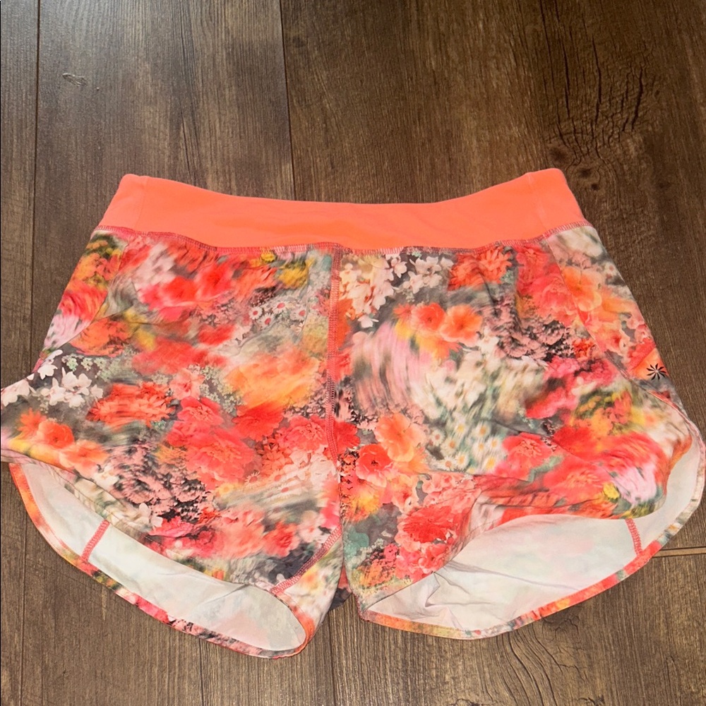 athleta girl Floral Coral-Accent Running Shorts
